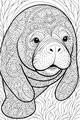 Free Manatee Coloring Page - Swirly Floral Sea Garden (Printable PDF)