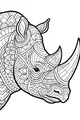 Free Rhinoceros Coloring Page - Intricate Patterned Rhino Head (Printable PDF)