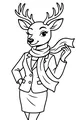Free Deer Coloring Page - Fashionable Doe With Scarf (Printable PDF)