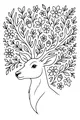 Free Deer Coloring Page - Floral Antlers in Springtime (Printable PDF)
