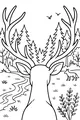 Free Deer Coloring Page - Big Antlers in a Quiet Forest (Printable PDF)