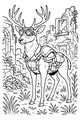 Free Deer Coloring Page - Explorer With Goggles in Ancient Ruins (Printable PDF)