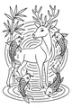 Free Deer Coloring Page - Peaceful Pond With Koi Fish (Printable PDF)