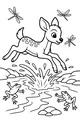 Free Deer Coloring Page - Spotted Fawn Leaping Over Stream (Printable PDF)