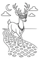 Free Deer Coloring Page - Masked Moonlit Walk on Pebble Path (Printable PDF)