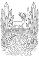 Free Deer Coloring Page - Antlered Deer on Crystal Bridge (Printable PDF)