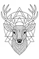Free Deer Coloring Page - Wise Stag With Geometric Forest (Printable PDF)