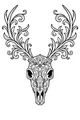 Free Deer Skull Coloring Page - Ornate Floral Antlers Design (Printable PDF)