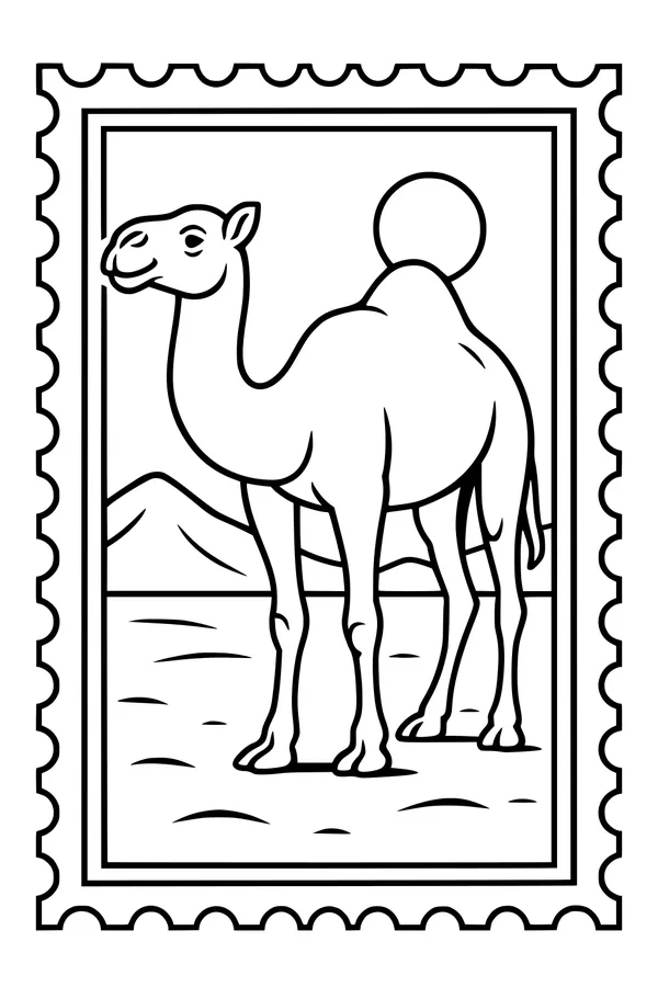 Free Camel Coloring Page - One-Humped Desert Stroll Scene (Printable PDF)