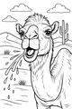 Free Camel Coloring Page - Funny Camel Spraying Water in Desert (Printable PDF)
