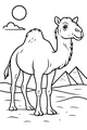 Free Camel Coloring Page - Sunny Desert With Pyramids (Printable PDF)