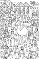 Free Camel Coloring Page - Friendly Camel in Desert Market (Printable PDF)
