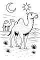 Free Camel Coloring Page - Two Camels in Desert Night Scene (Printable PDF)