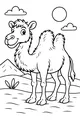 Free Camel Coloring Page - Cute Cartoon in Sunny Desert (Printable PDF)