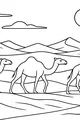 Free Camel Coloring Page - Three Camels in Desert Line (Printable PDF)