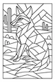 Free Coyote Coloring Page - Geometric Desert Scene With Cactus (Printable PDF)
