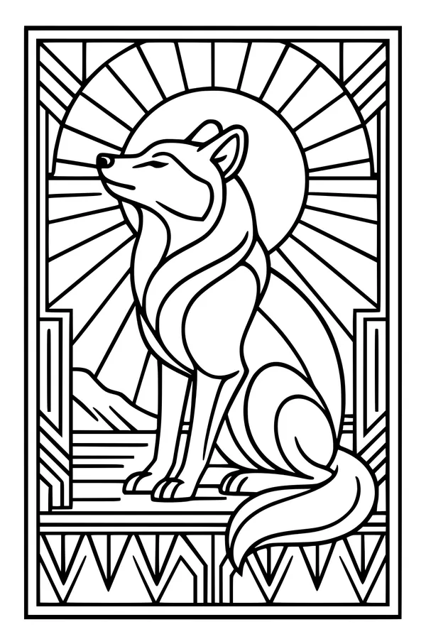 Free Coyote Coloring Page - Desert Sunrise With Mountains (Printable PDF)