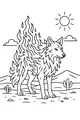 Free Wolf Coloring Page - Flaming Desert Wolf at Noon (Printable PDF)