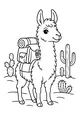 Free Llama Coloring Page - Fluffy Desert Explorer With Cacti (Printable PDF)