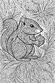 Free Chipmunk Coloring Page - Acorn Collector in Swirling Forest (Printable PDF)