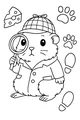 Free Guinea Pig Coloring Page - Detective With Cheese Clue (Printable PDF)