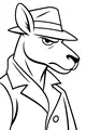 Free Kangaroo Coloring Page - Cartoon Detective in Trench Coat (Printable PDF)