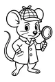 Free Mouse Coloring Page - Detective Mouse Solves a Cheese Mystery (Printable PDF)