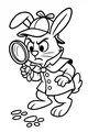 Free Rabbit Coloring Page - Detective Bunny Follows Mysterious Tracks (Printable PDF)
