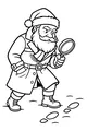 Free Santa Claus Coloring Page - Detective Follows Snowy Footprints (Printable PDF)