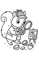 Free Squirrel Coloring Page - Detective Solving Nutty Clues (Printable PDF)
