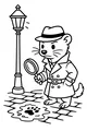 Free Weasel Coloring Page - Detective Solving a Midnight Mystery (Printable PDF)