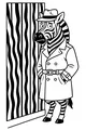 Free Zebra Coloring Page - Detective Zebra by Striped Door (Printable PDF)