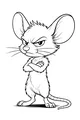 Free Mouse Coloring Page - Fierce Cartoon Mouse With Crossed Arms (Printable PDF)