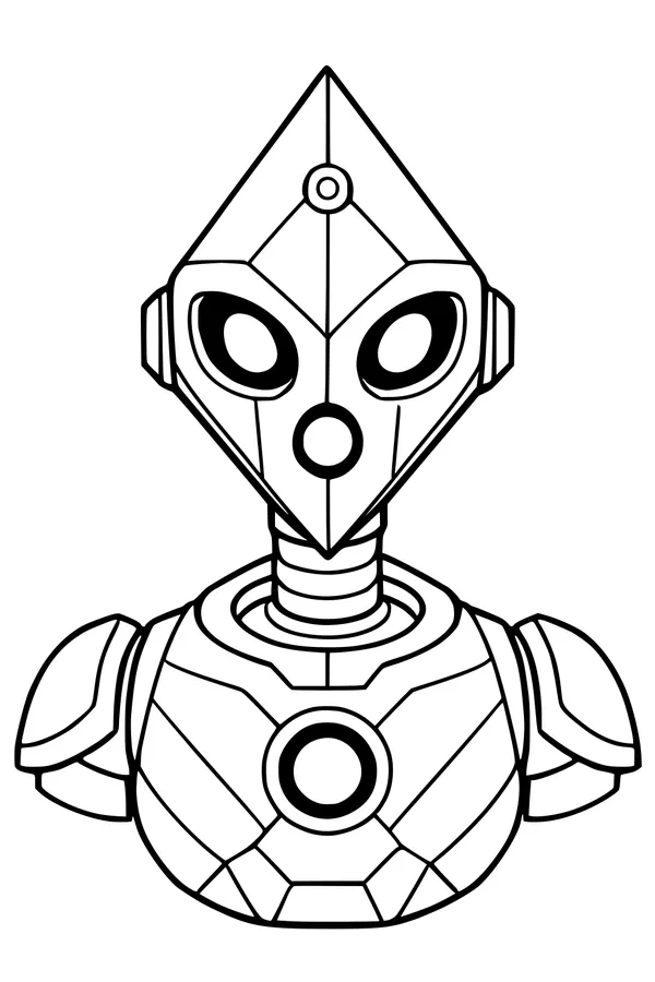 Free Robot Coloring Page - Diamond-Head Android Buddy (Printable PDF)
