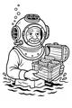 Free Grandpa Diver Coloring Page - Funny Underwater Denture Treasure (Printable PDF)