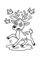 Free Deer Coloring Page - Dizzy Cartoon Deer in a Puddle (Printable PDF)