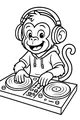 Free Monkey Coloring Page - Cool DJ With Headphones (Printable PDF)