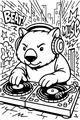 Free Wombat Coloring Page - DJ Wombat in Graffiti City Alley (Printable PDF)