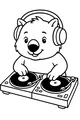 Free Wombat Coloring Page - Cartoon DJ With Headphones (Printable PDF)