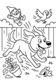 Free Dog Coloring Page - Playful Backyard Chase Scene (Printable PDF)