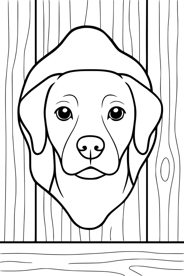 Free Dog Coloring Page - Cute Pup Peeking Through Fence (Printable PDF)