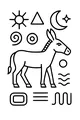 Free Donkey Coloring Page - Donkey With Sun, Moon, and Shapes (Printable PDF)