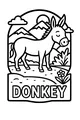 Free Donkey Coloring Page - Smiling Donkey on Mountain Trail (Printable PDF)