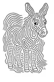 Free Donkey Coloring Page - Wavy Line Art in a Meadow (Printable PDF)