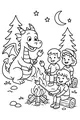 Free Dragon Coloring Page - Friendly Campfire Marshmallow Night (Printable PDF)