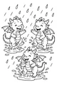Free Baby Dragons Coloring Page - Rainy Day Puddle Party (Printable PDF)