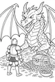 Free Dragon Coloring Page - Knight Facing Treasure Guardian (Printable PDF)