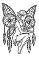Free Fairy Coloring Page - Dreamcatcher Wings Fairy at Rest (Printable PDF)