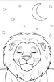 Free Lion Coloring Page - Sleepy Lion Under Starry Night Sky (Printable PDF)
