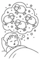 Free Sheep Coloring Page - Boy Dreaming of Jumping Sheep (Printable PDF)